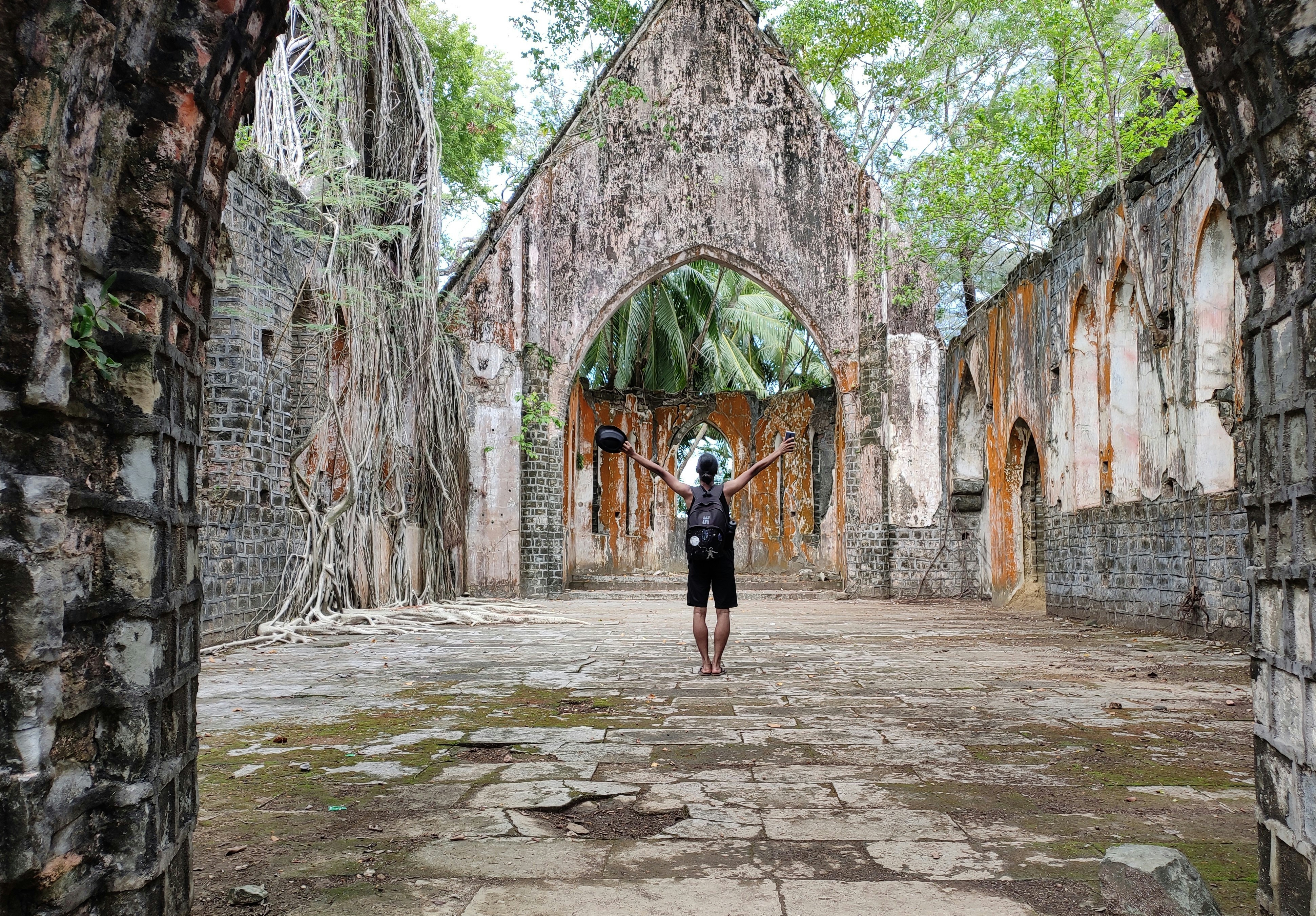 A woman in Ross Island in Andaman