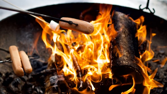 burning wood on fire pit in Ullevålseter Norway