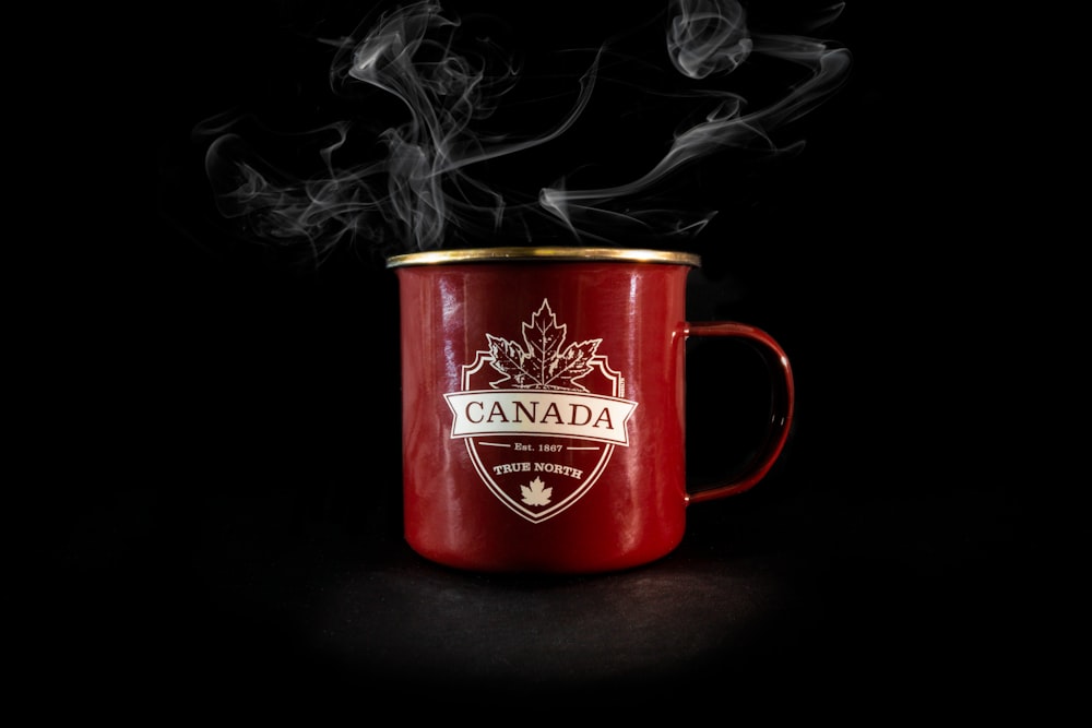red and white nescafe ceramic mug