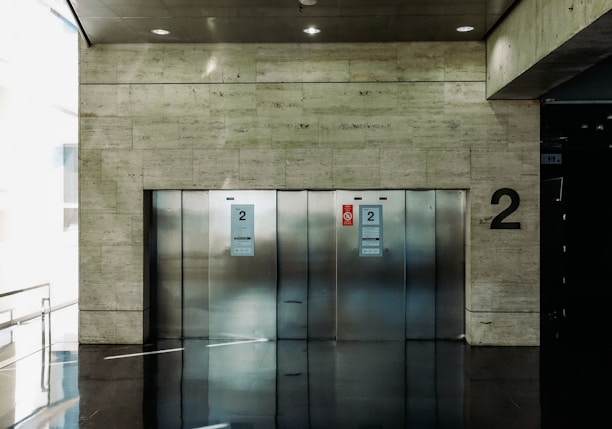 gray metal elevator door closed