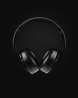 black and white photo of headphones