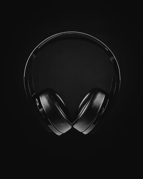 black and white photo of headphones
