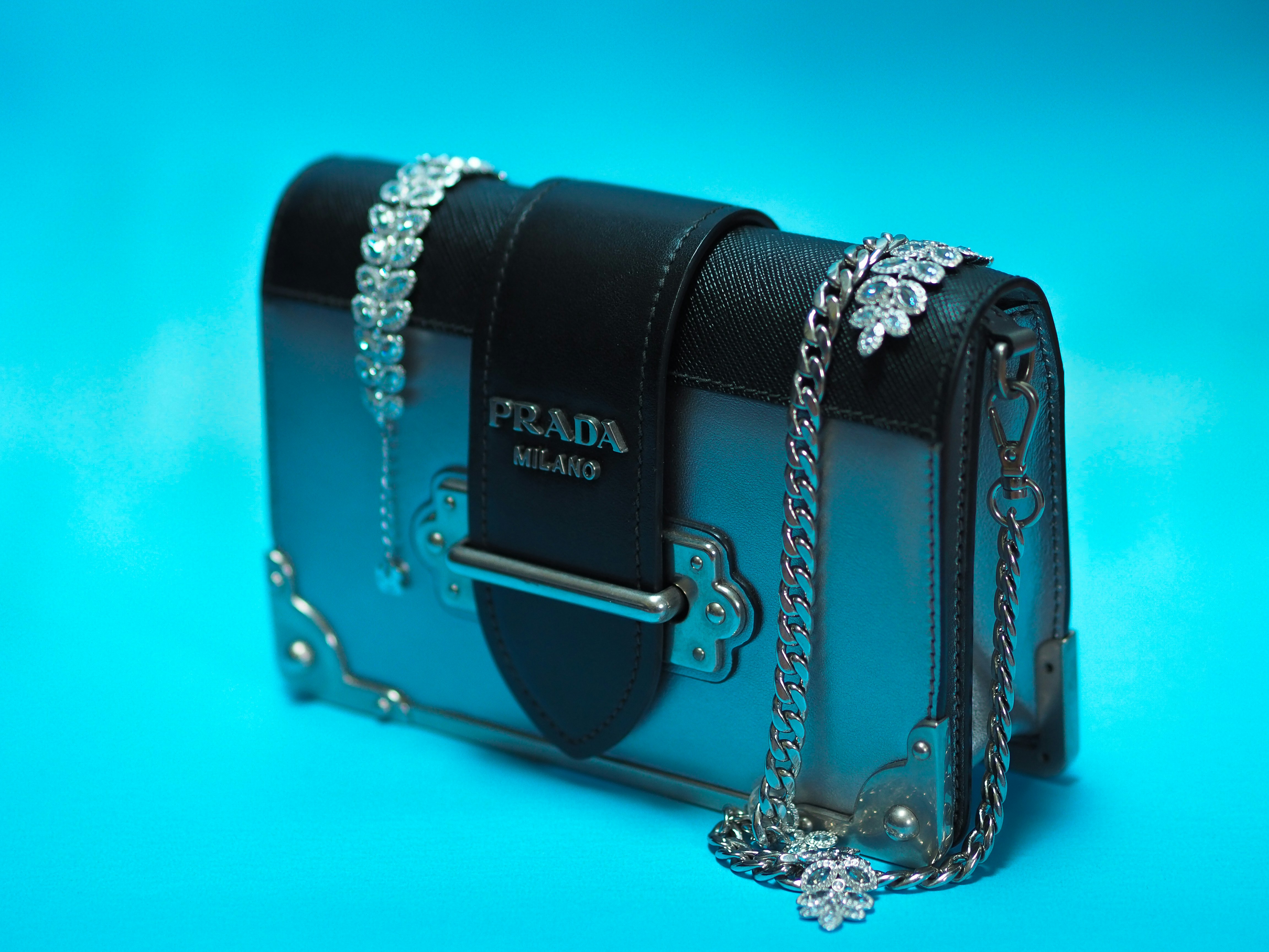 black and silver leather belt