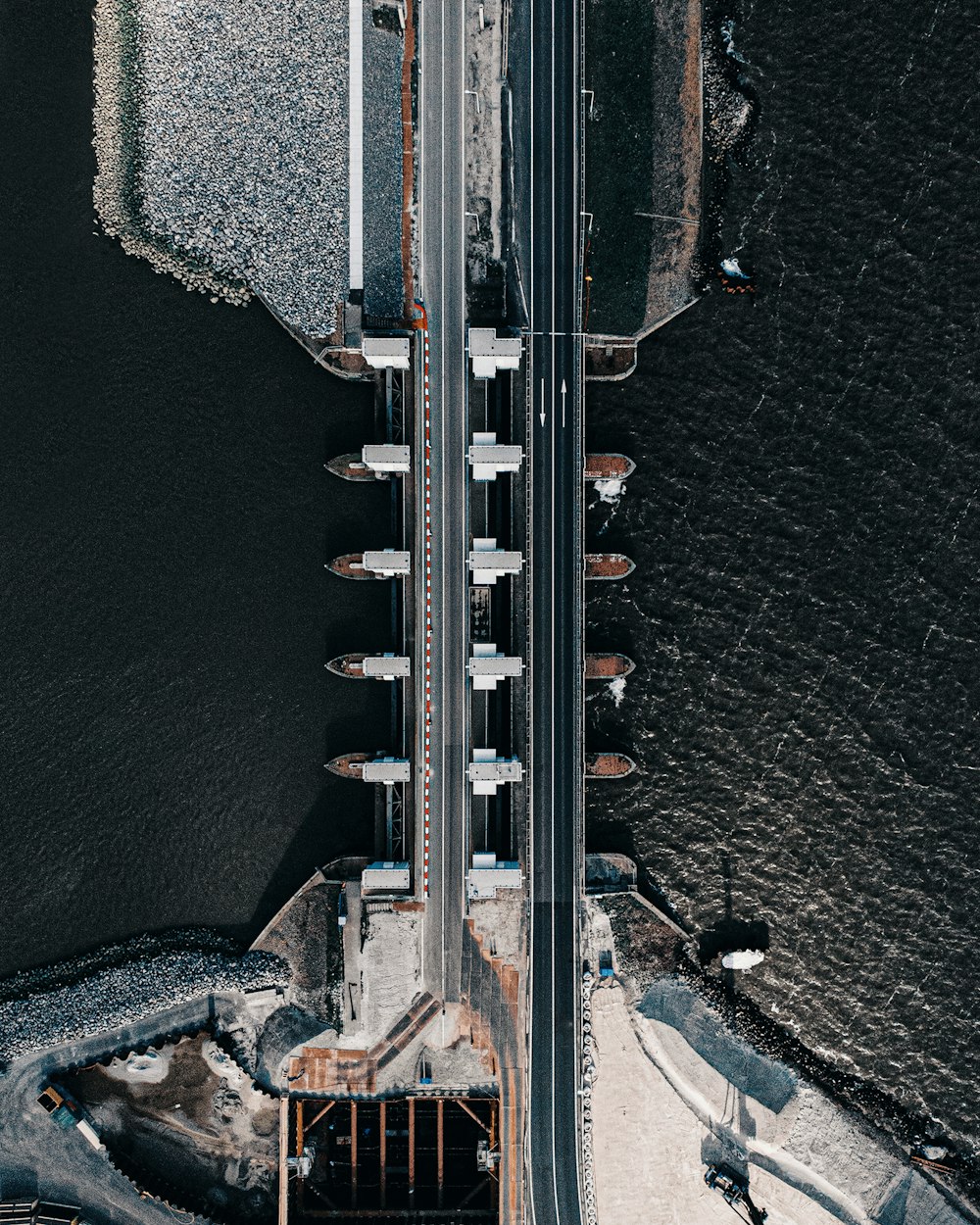 aerial view of white bridge