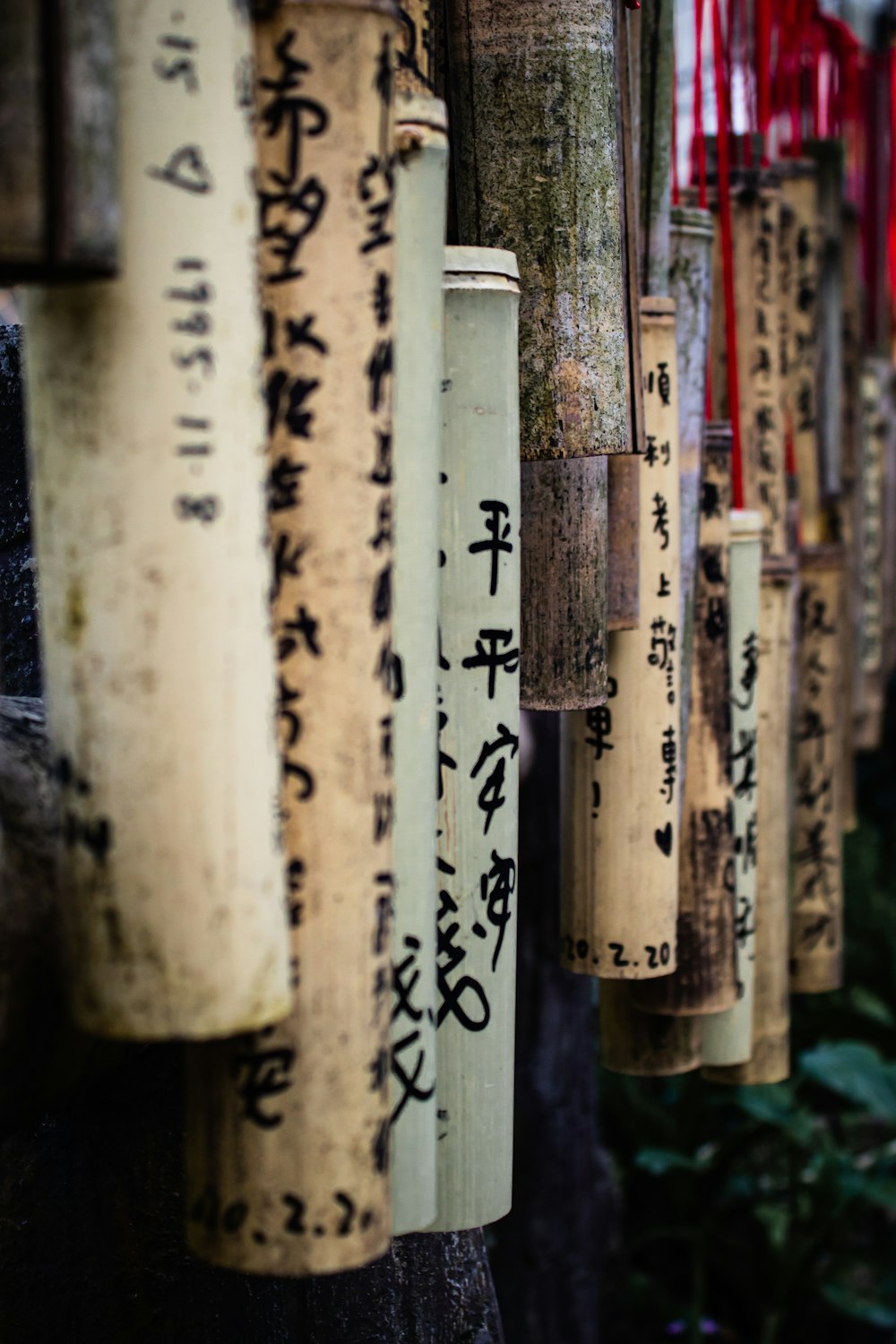 text printed wooden stick