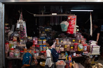 A cozy corner of Shu Shu Guan store showcasing traditional Chinese stationery and toys.