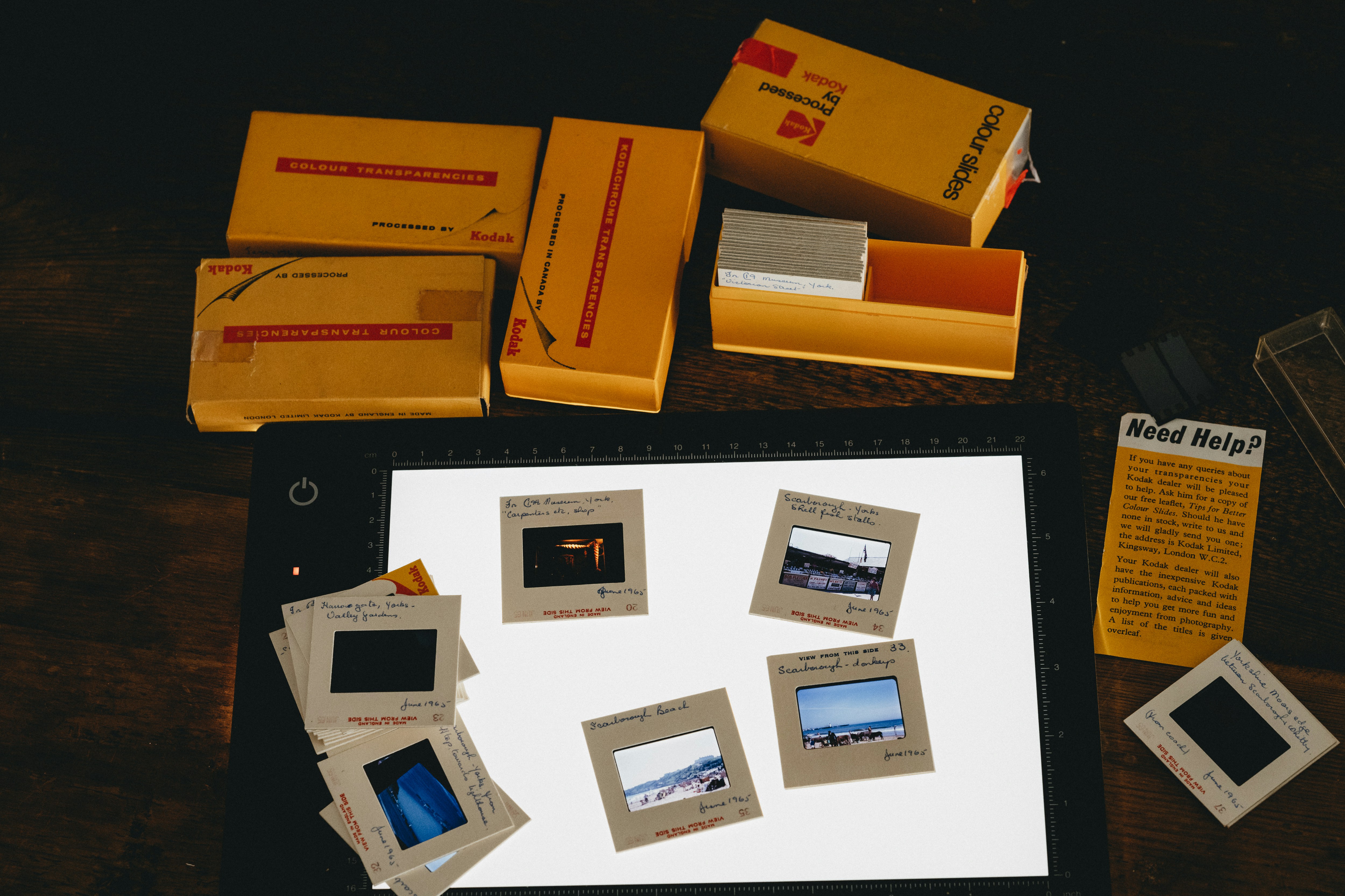 Viewing vintage 35mm film slides on a light tile