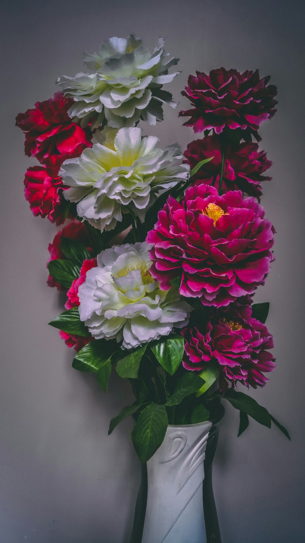 white and red flower bouquet