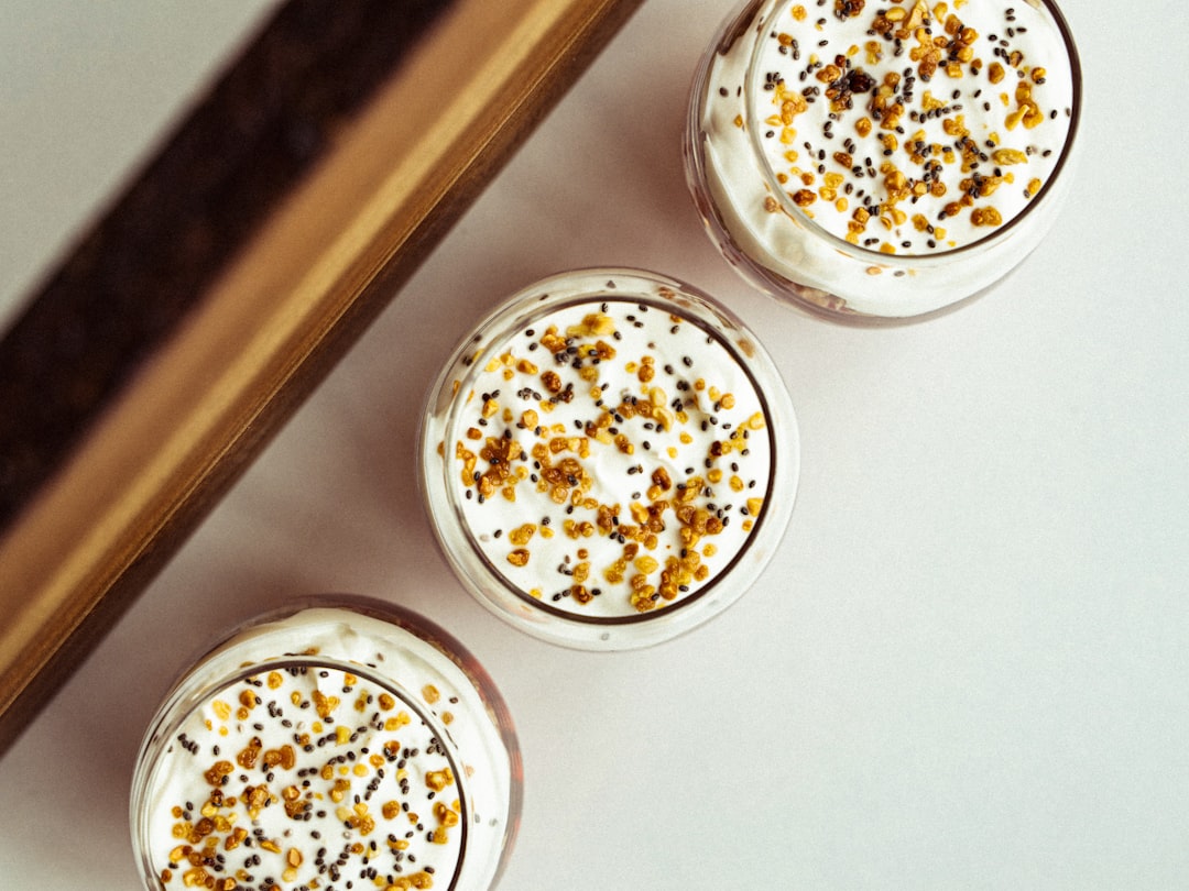 white and brown round food on white ceramic bowls