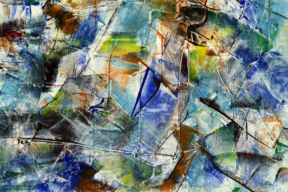 blue green and white abstract painting