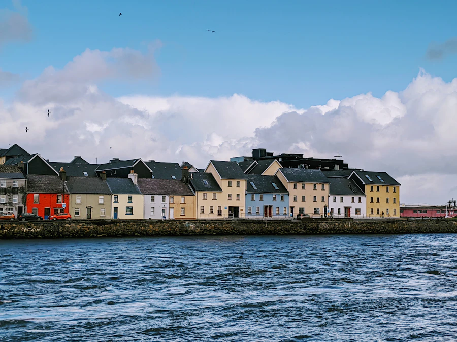 Colorful houses along the water in Galway