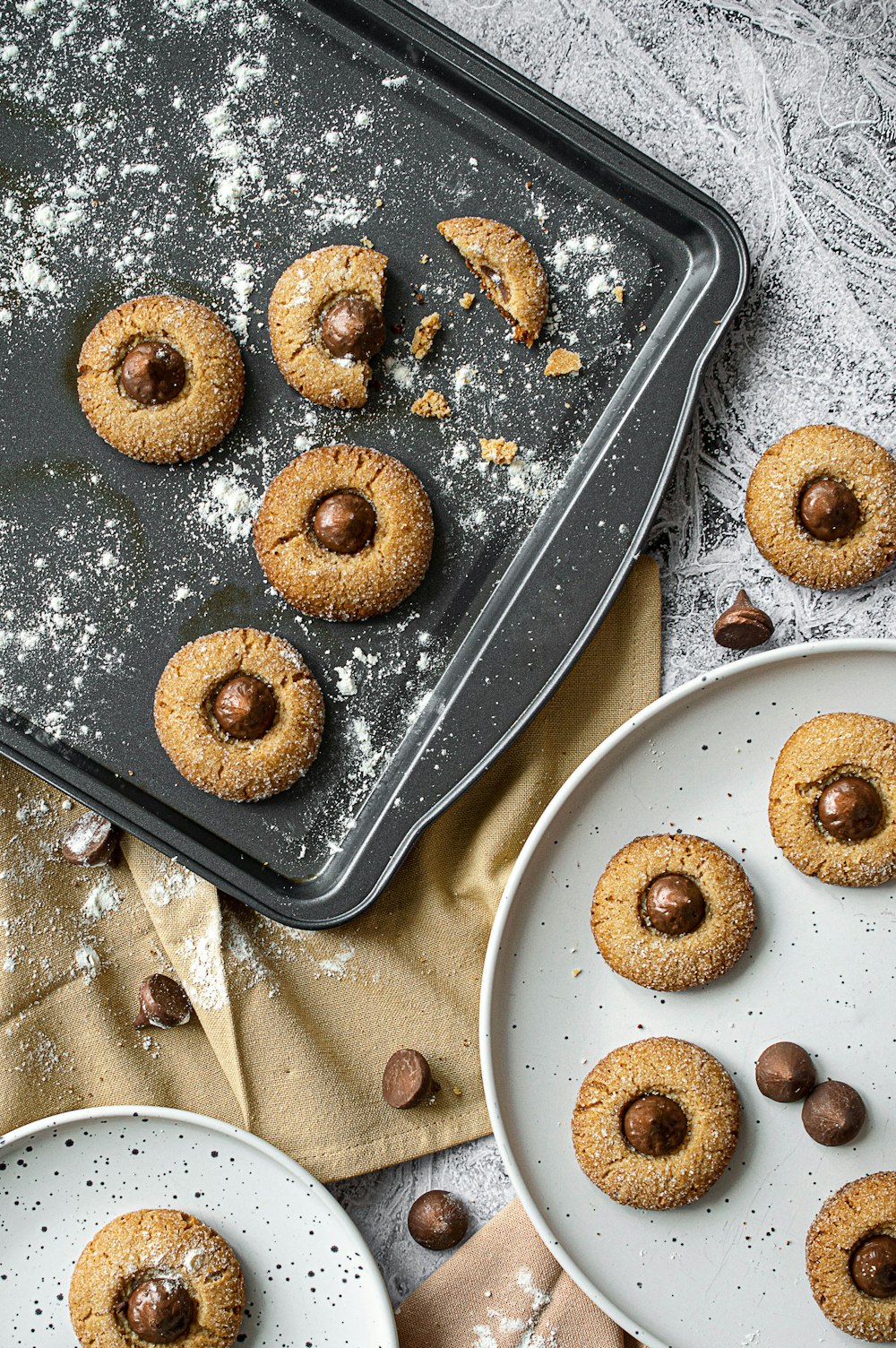 brown donuts on white ceramic plate