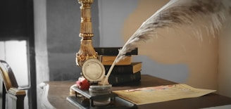 gold and white desk globe