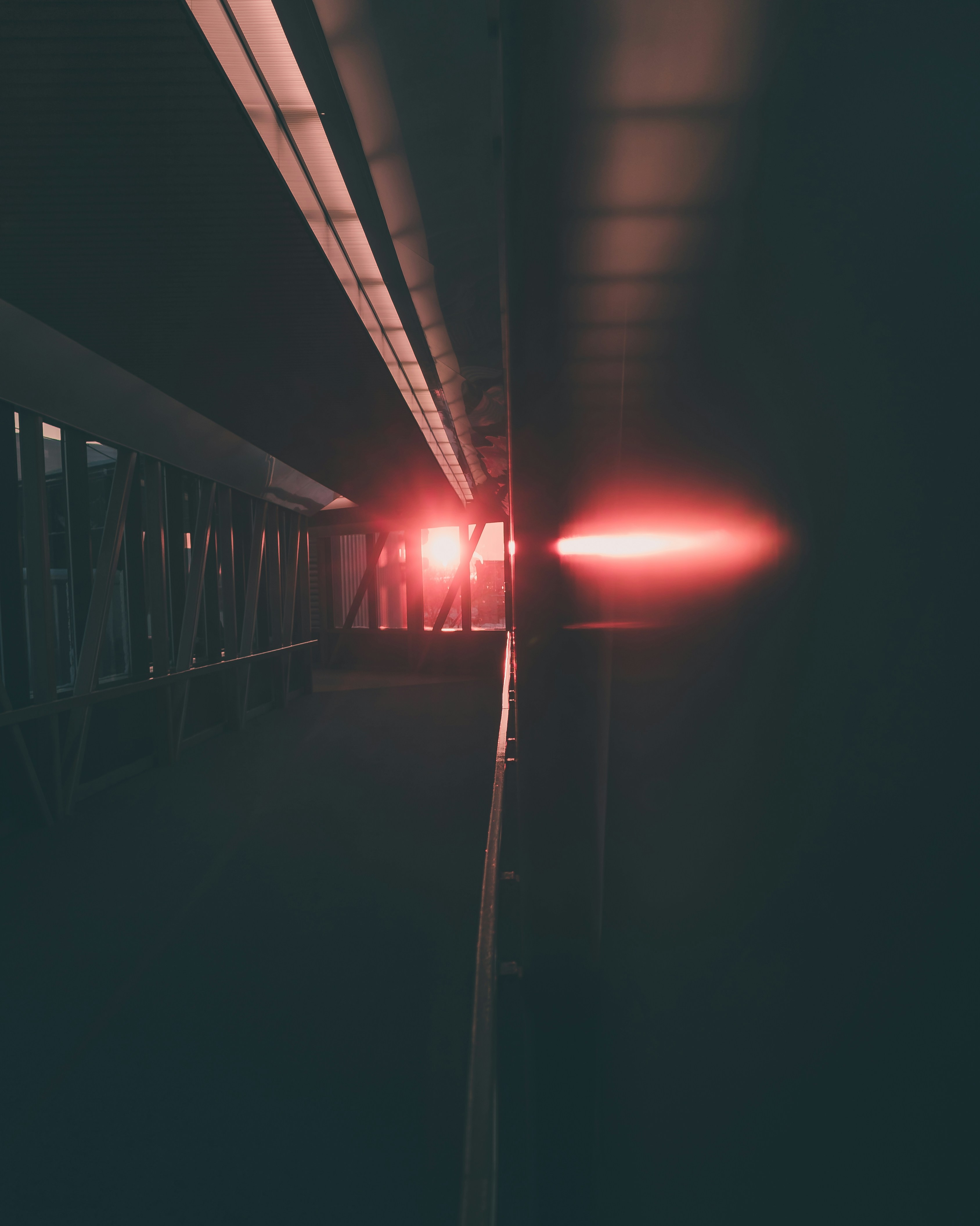 red light on a bridge