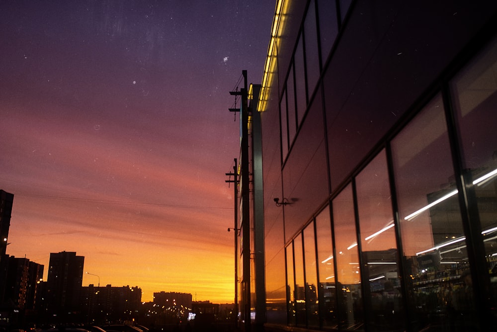 silhouette of street light during sunset