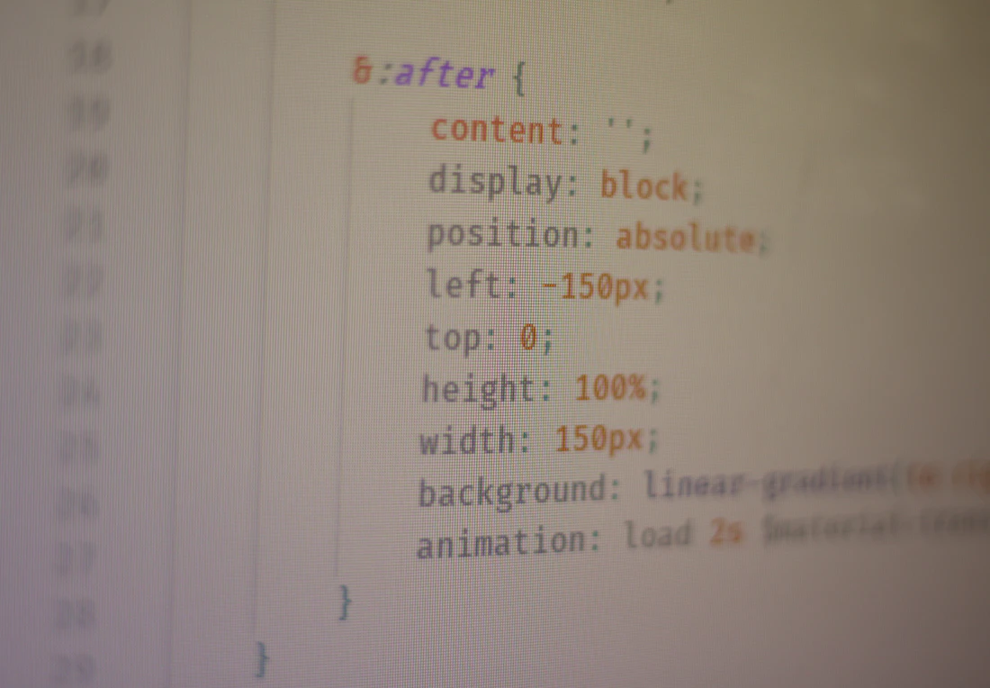 A close-up of an application's source code on screen