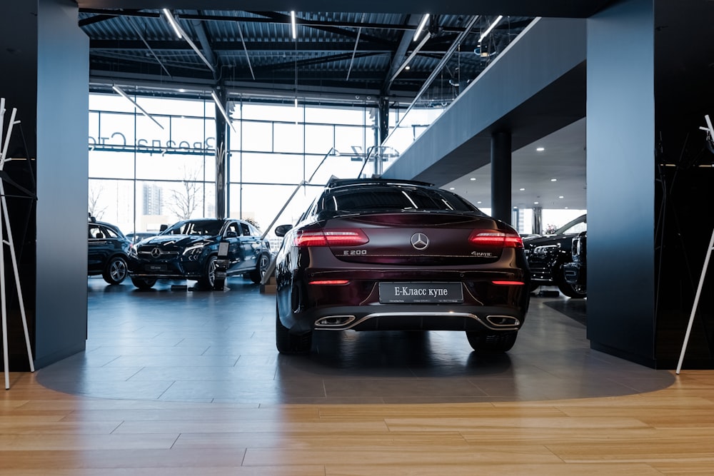 black bmw m 3 parked in building