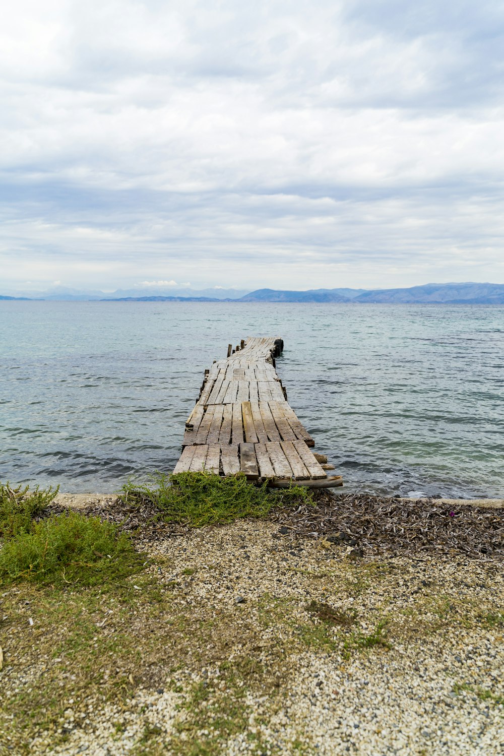 brown wooden bench on green grass near body of water during daytime