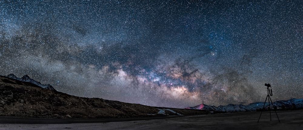 blue and red sky with stars