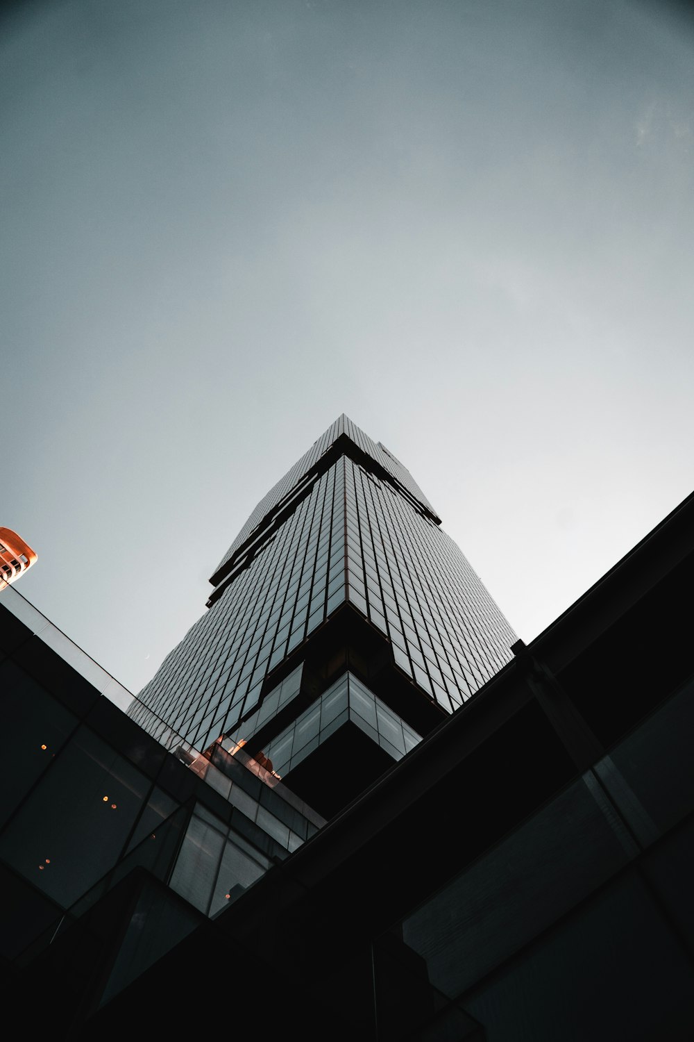 black glass walled high rise building