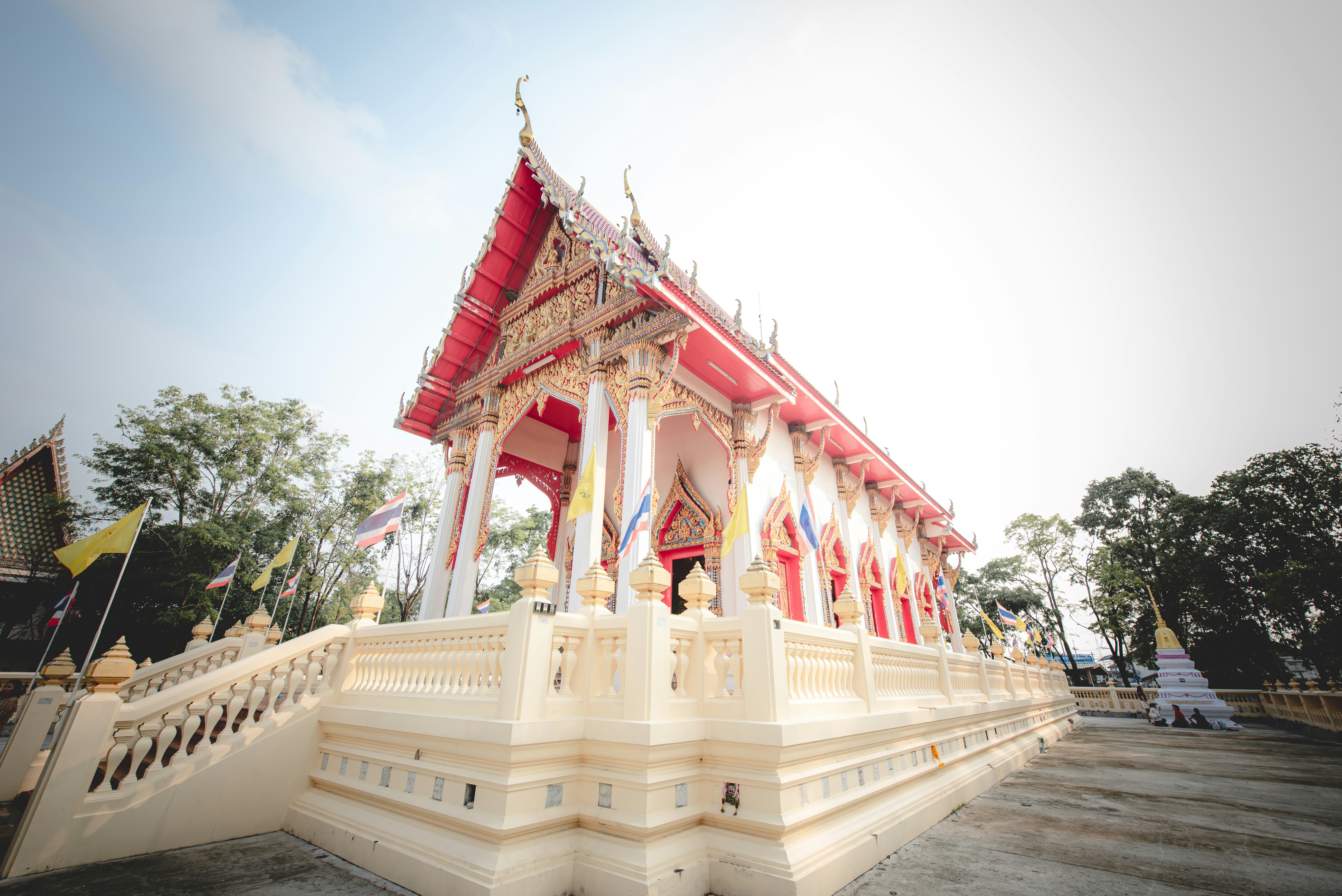 red and white temple during daytime