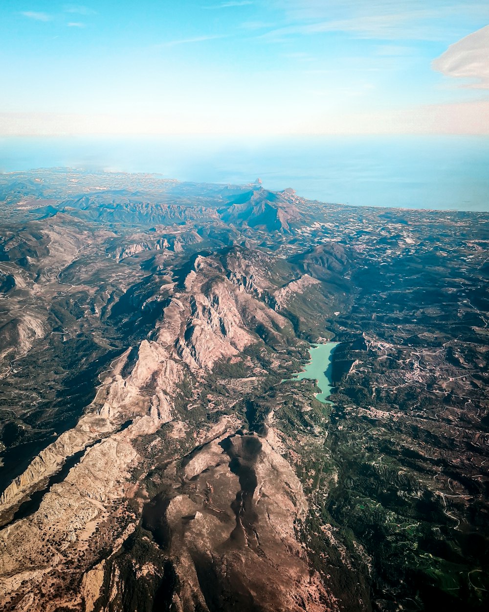 aerial view of rocky mountain during daytime