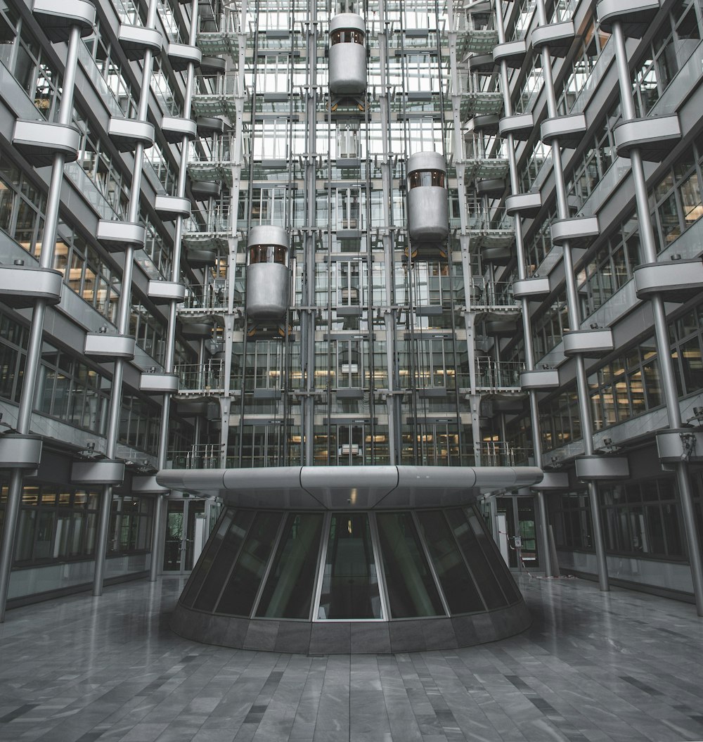 white and black building interior