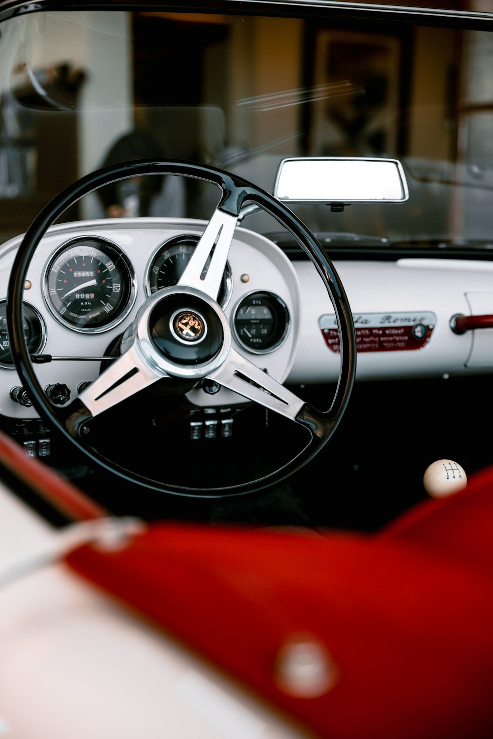 black and silver steering wheel