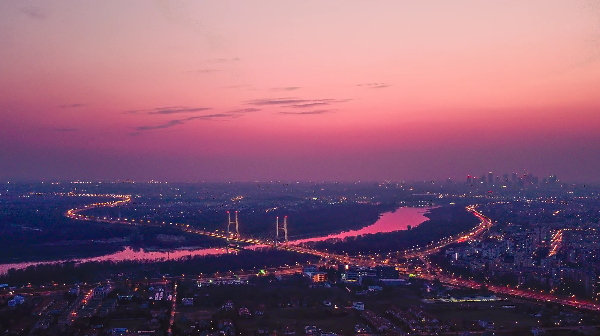 Panorama Warszawy nocą