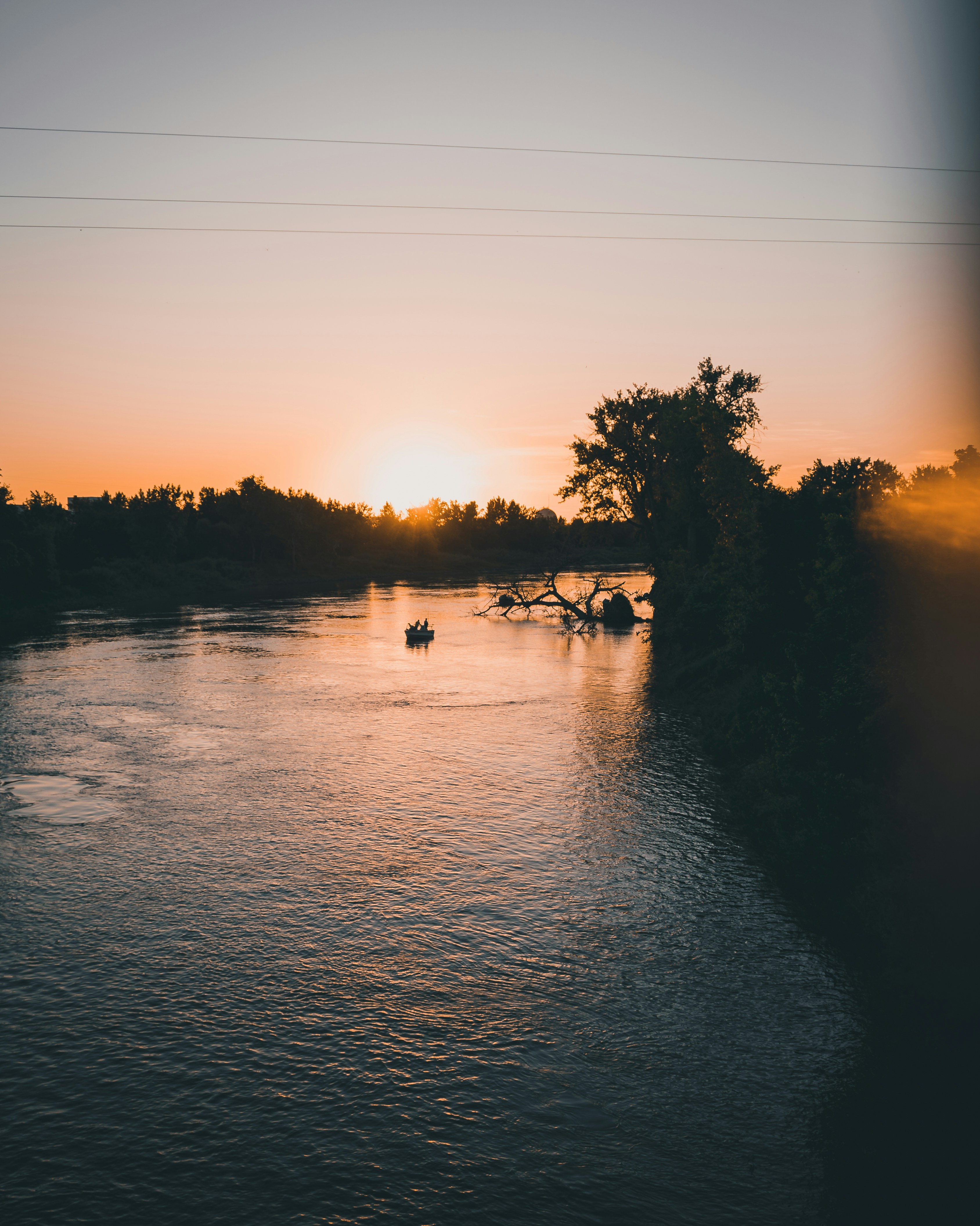 Sun setting over a Texas river.