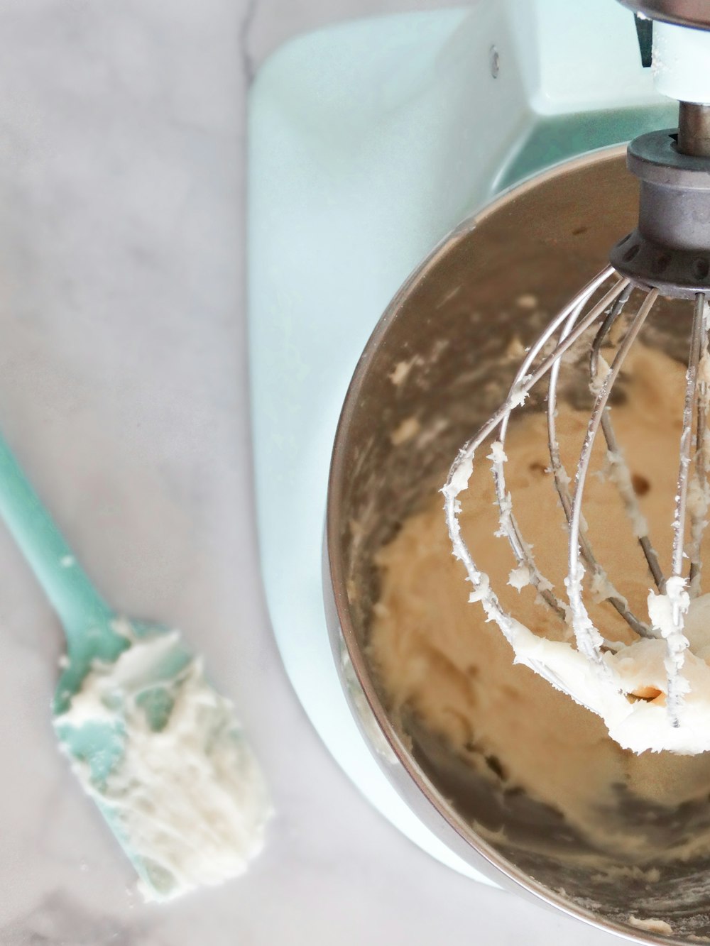 stainless steel bowl with white powder