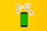 A smartphone with a green screen lies on a bright yellow background, surrounded by speech bubbles containing words like 'Help!', 'Covid-19', 'Oh no!', 'death', and 'Medic'. The arrangement suggests an alarming or urgent context.