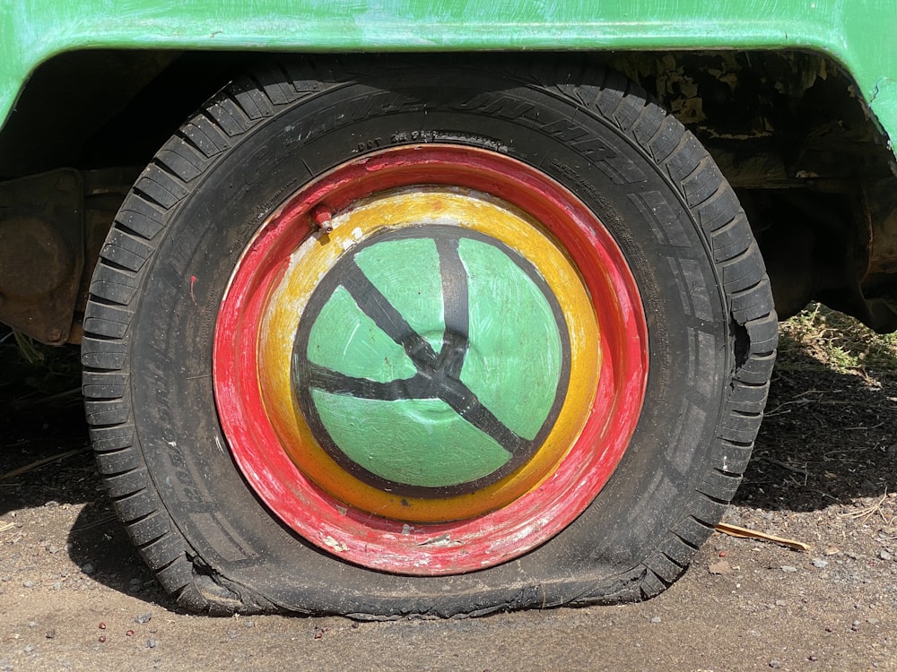 black car wheel with tire