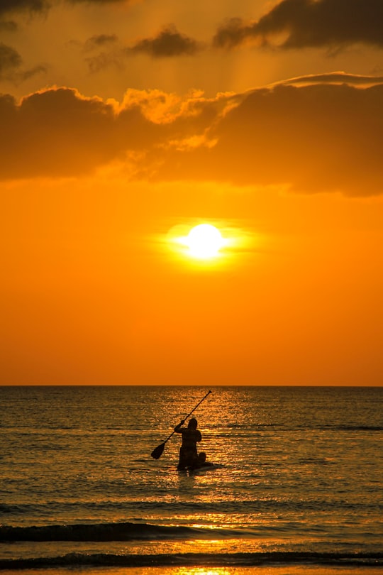 silhouette of man fishing during sunset in Boracay Philippines