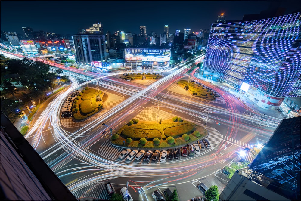 time lapse photography of city during night time