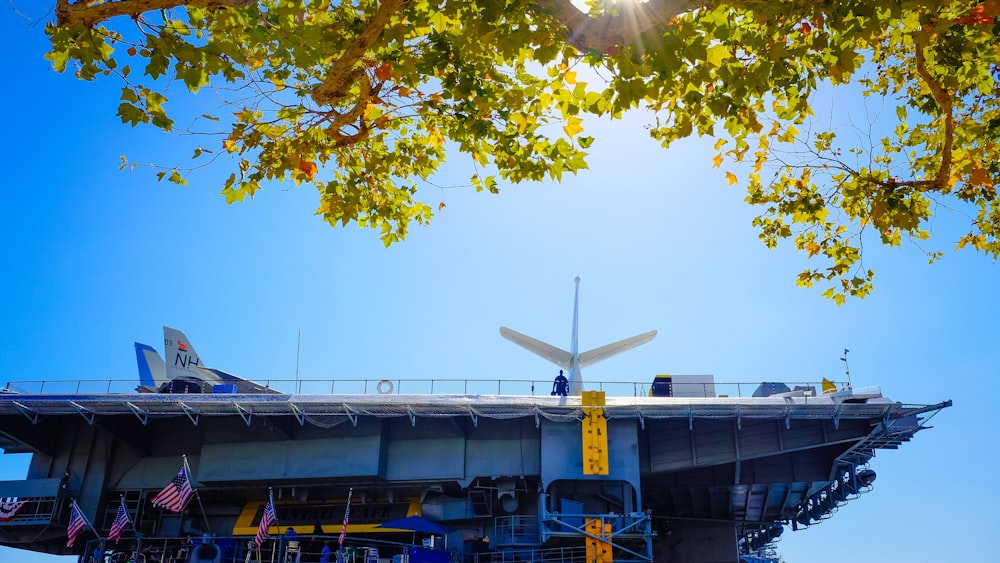 white and blue airplane under blue sky during daytime