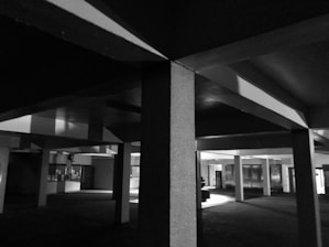 grayscale photo of a building