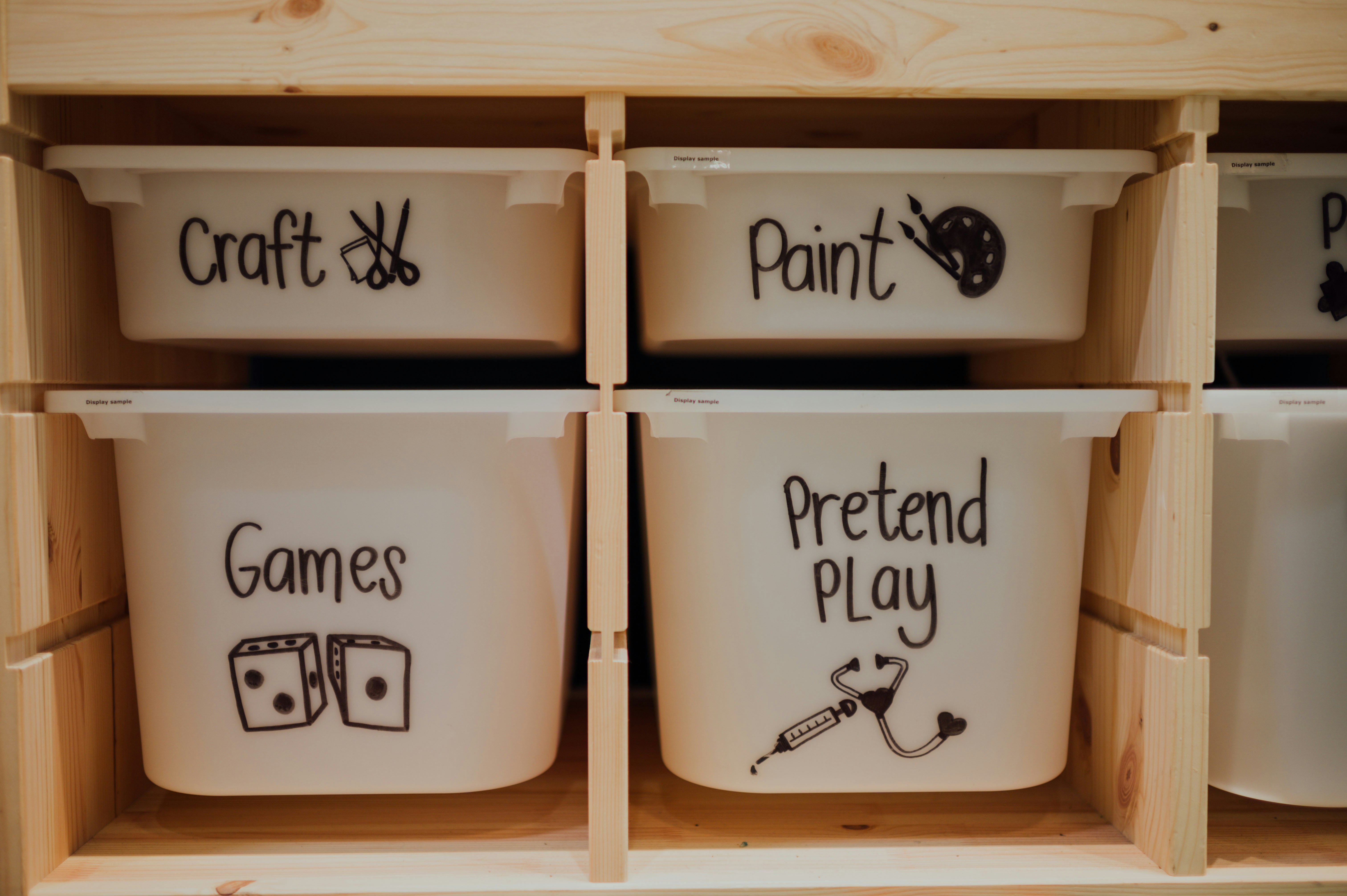 Organized materials and displays in a classroom