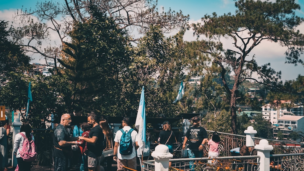 people sitting on chair near trees during daytime