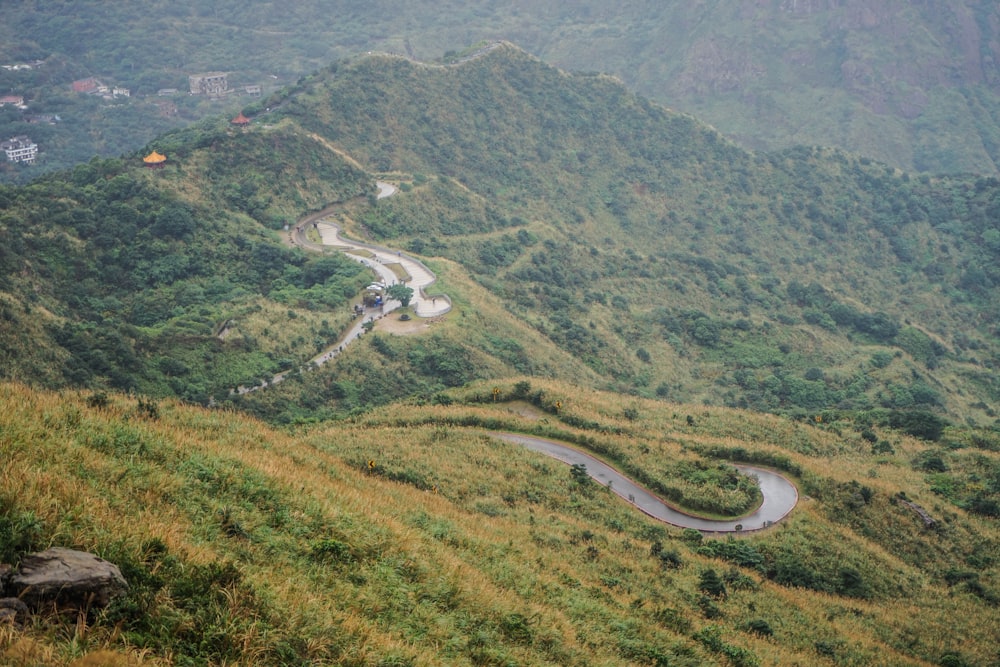 aerial view of green mountains