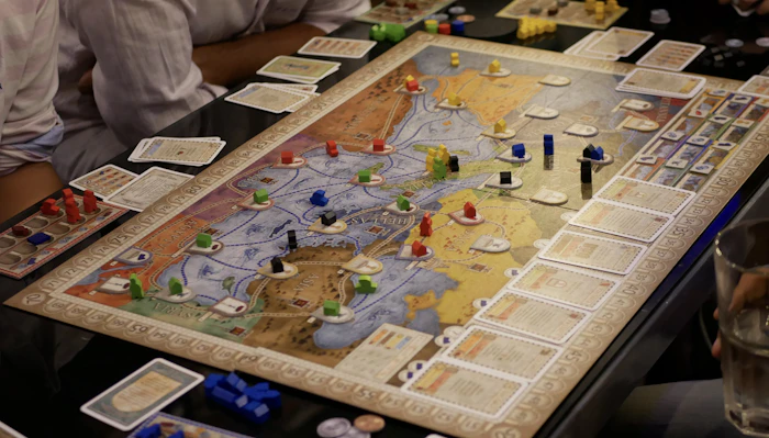 Friends playing board games