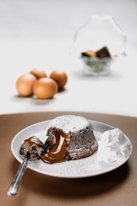 chocolate cake on white ceramic plate