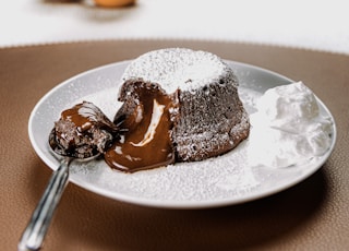 chocolate cake on white ceramic plate