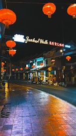 people walking on street during night time