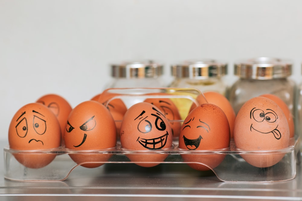 orange and white egg on stainless steel rack