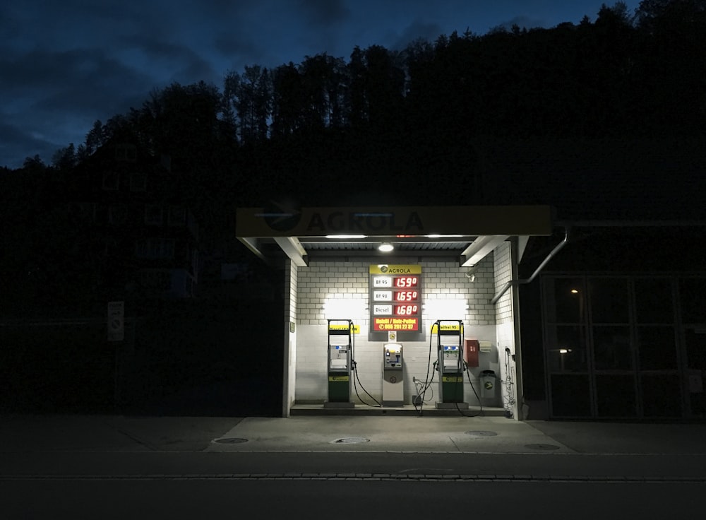 white and black gas pump
