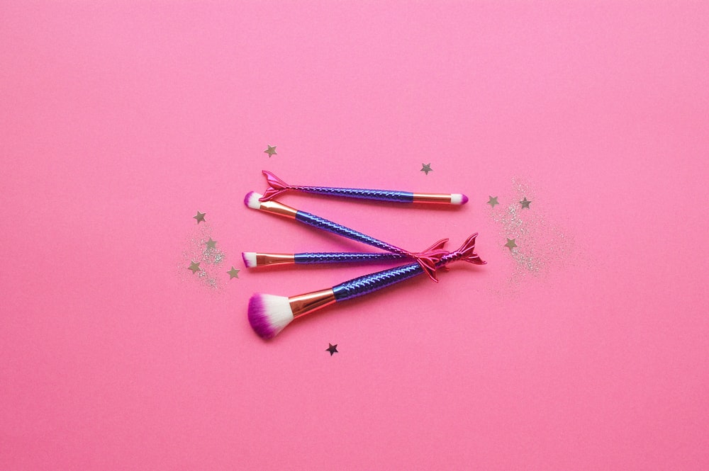 blue and pink makeup brush