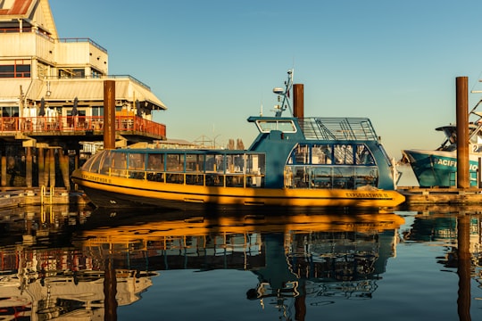 white and yellow boat on water during daytime in Steveston Canada
