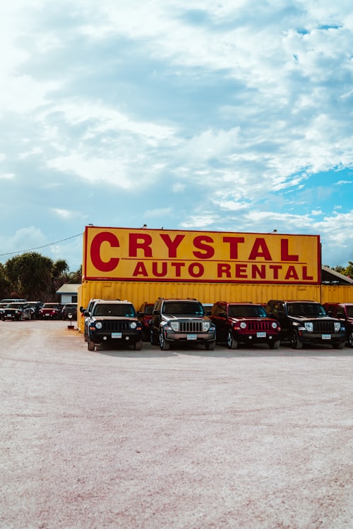 Rows of cars at a dealership