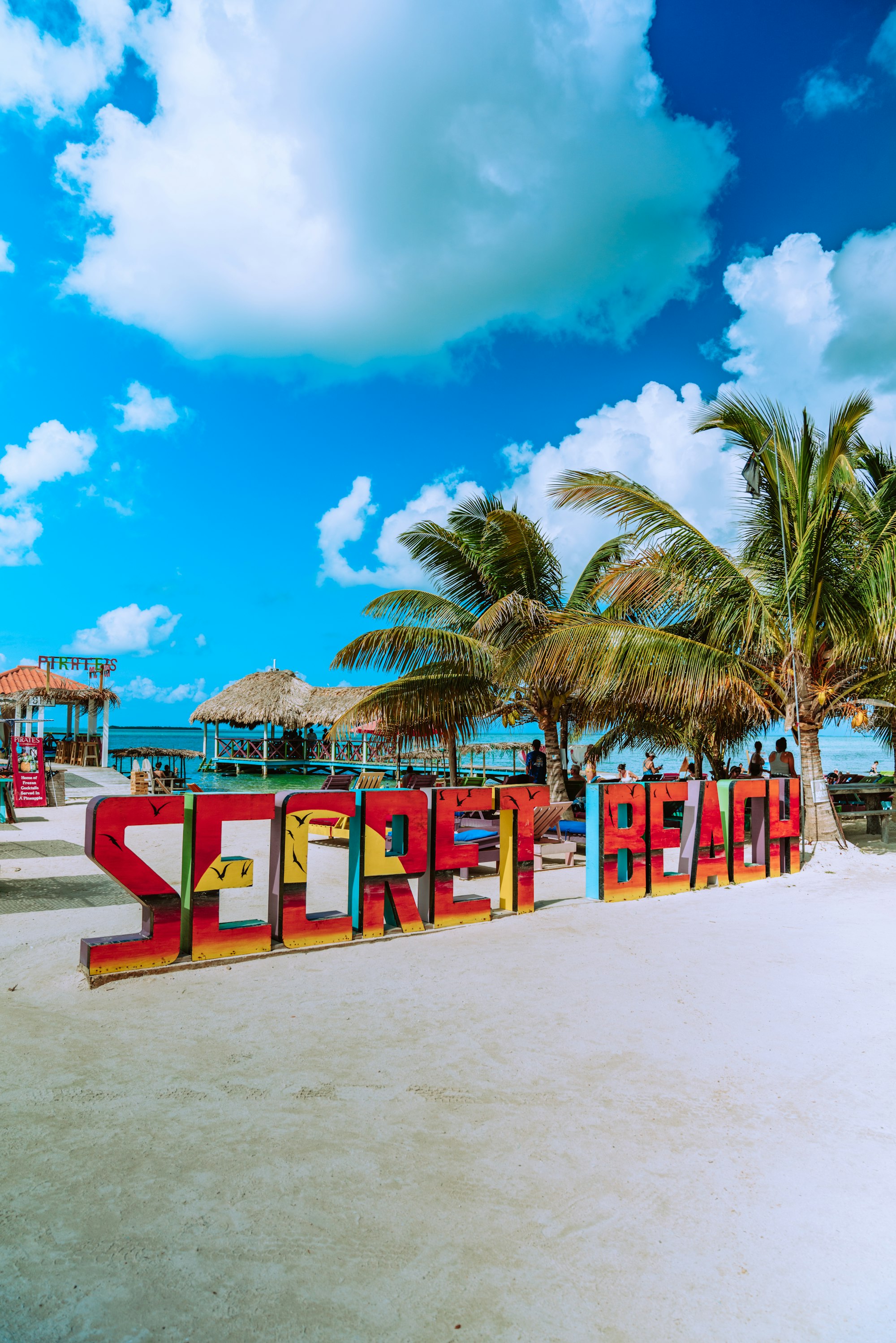 Giant painted letters sign at the entrance of Secret Beach.